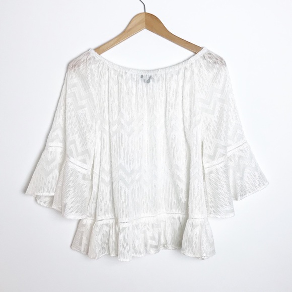 TOMMY HILFIGER White Off Shoulder Flowy Blouse - Picture 6 of 8
